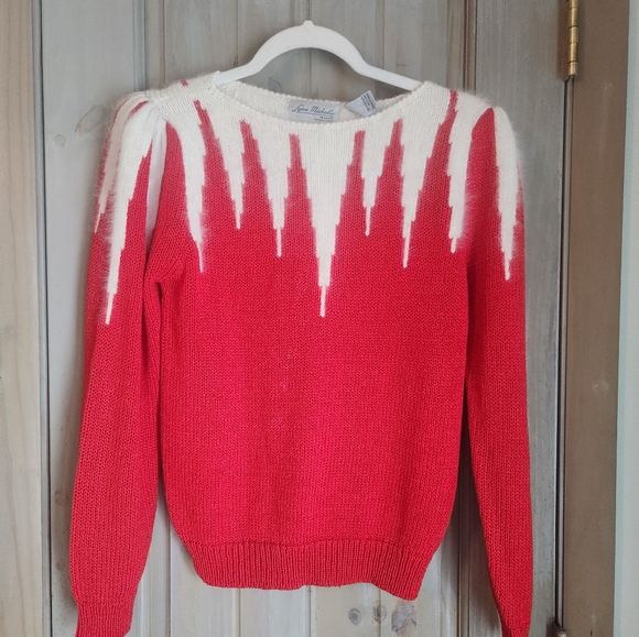 Vintage Lynn Michelle 80s Red Angora Wool Blend Sweater Size Small - Picture 1 of 8